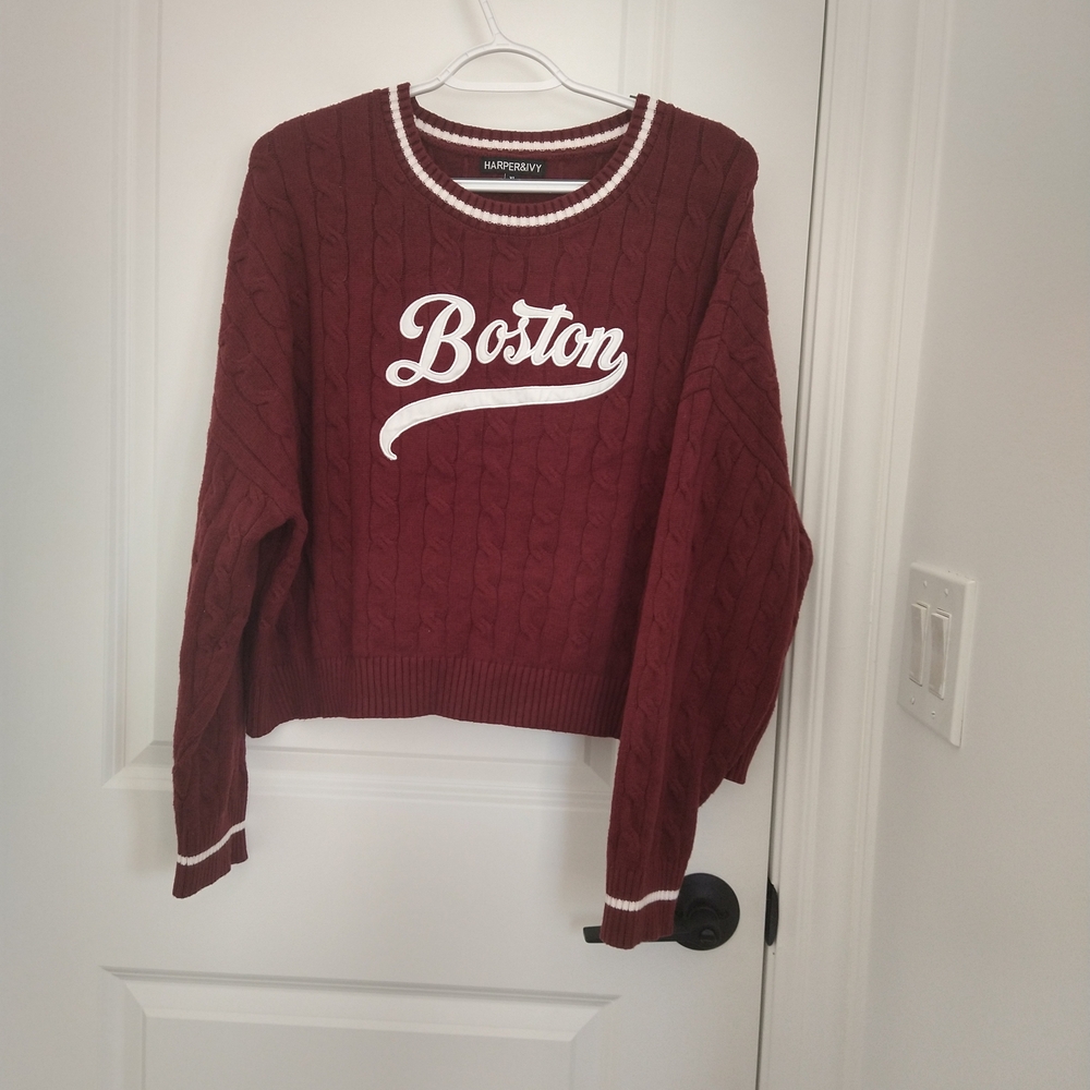 Harper Maroon Boston Knit Sweater